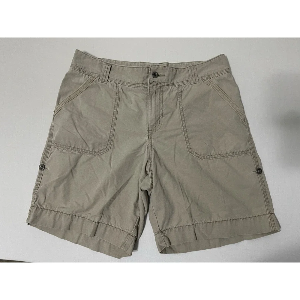 Women's Carhartt Relaxed Fit Roll‎ Up Cargo Short Size 8 Beige